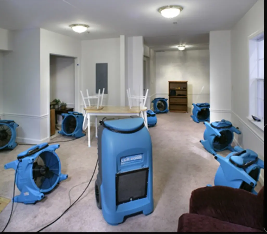 Air movers and dehumidifier setup for Water Extraction & Removal in Greensburg